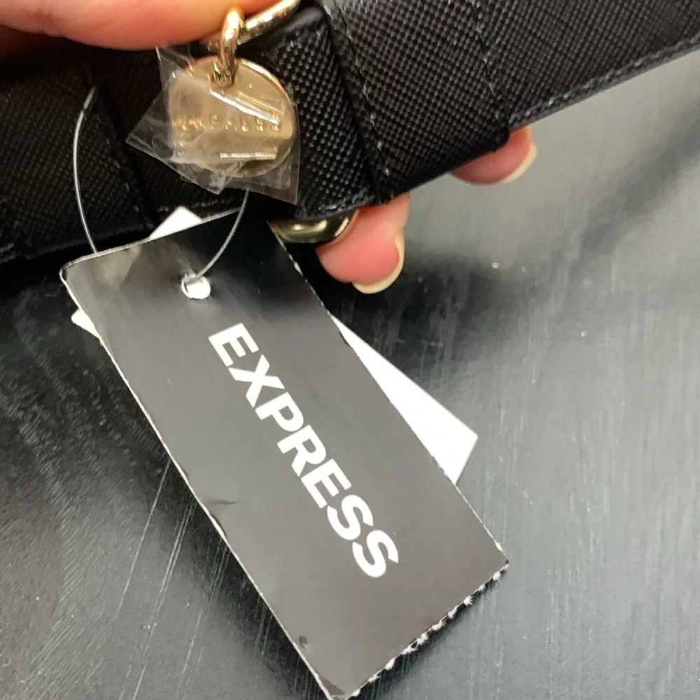 Express Black Faux Leather 58” Dog Leash and Bag Set- NWT